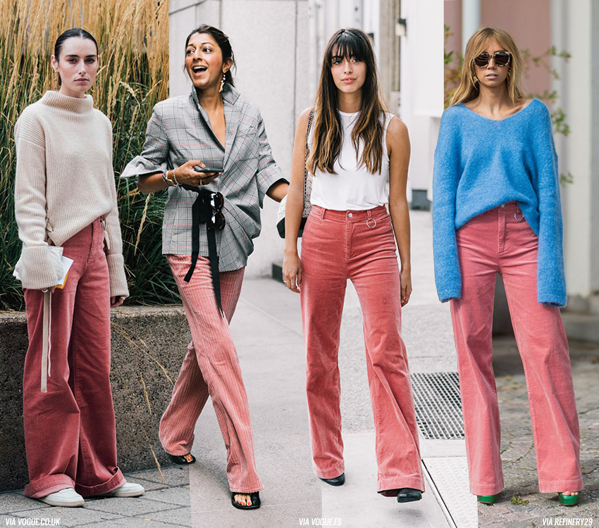 The Return of Corduroy Trousers, Blue is in Fashion this Year