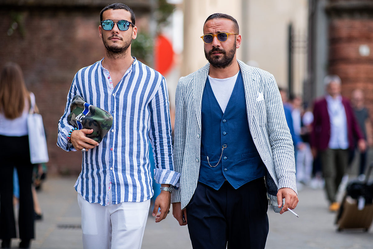 FLORENCE, ITALY - JUNE 12: Guests seen during the 94th Pitti Immagine Uomo on June 12, 2018 in Florence, Italy (Photo by Christian Vierig/Getty Images)