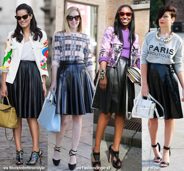 How To Wear: A Black Leather Skirt - Blue is in Fashion this Year