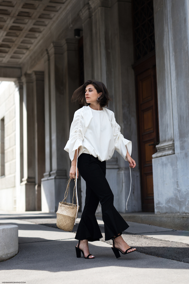 How To White Top + Black Trousers - Blue is in Fashion this Year